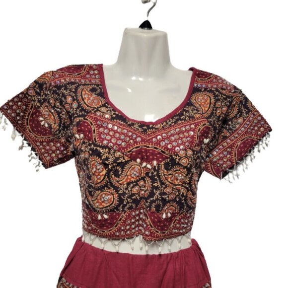 Black and Red Lehenga Indian Skirt Top Costume Party Indian Wedding Guest Dress - Picture 4 of 16